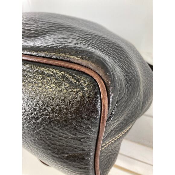 DOONEY & BOURKE LARGE BLACK LEATHER DRAWSTRING SHOULDER BAG - Picture 10 of 16